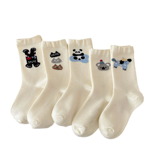 White Animal Cotton Socks