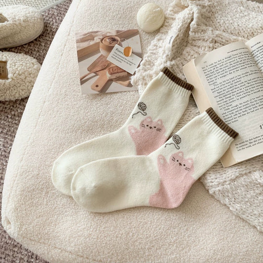 Cotton Wool Cat Socks